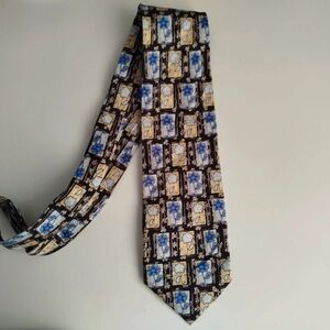 Ice Men's Tie with Blue and Gold Pattern